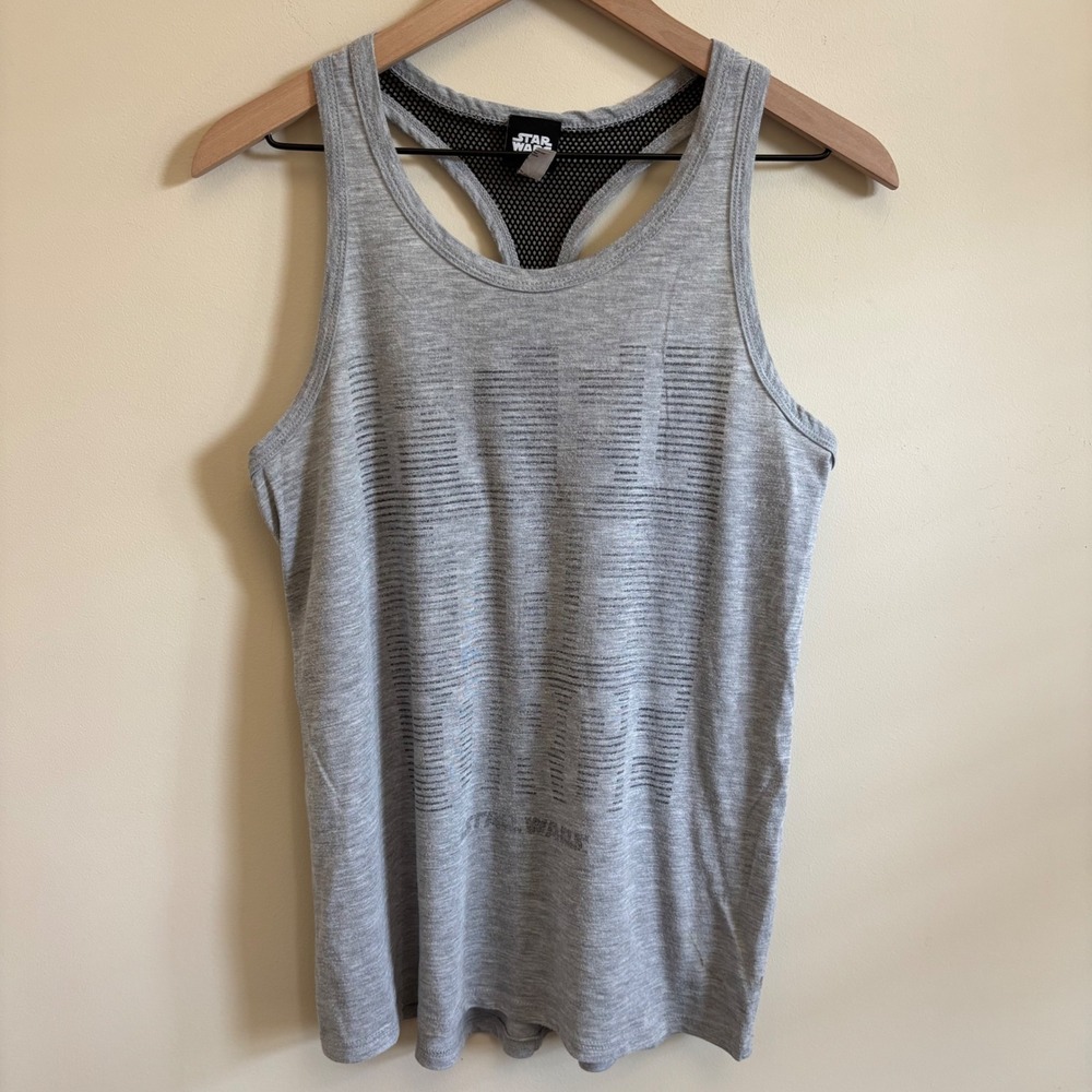Star Wars Womens Gray Mesh Racerback Activewear Tank Top Size Medium